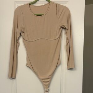 Beige Long Sleeve Bodysuit